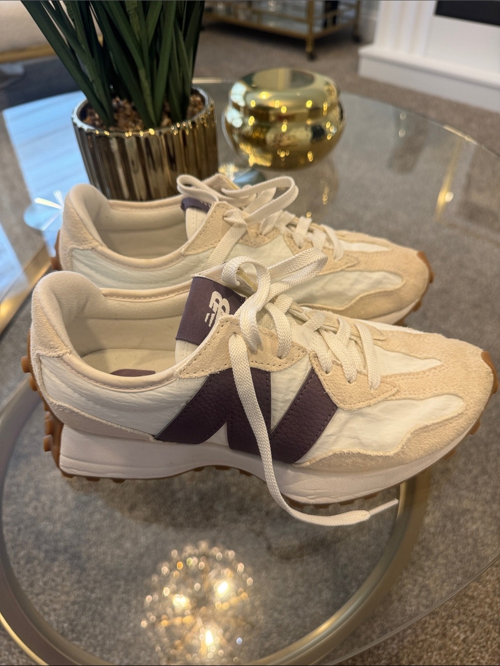 New Balance 327 Linen Sea Salt Dark Ice Wine Women's Casual Sneakers